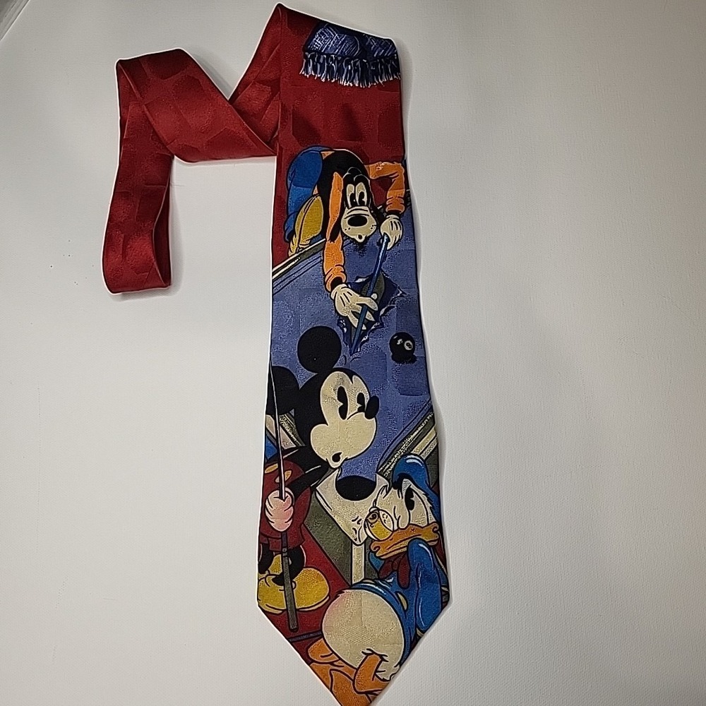 VINTAGE Atlas‎ Design Mickey & Co Disney Mickey Goofy Donald Billiards Necktie